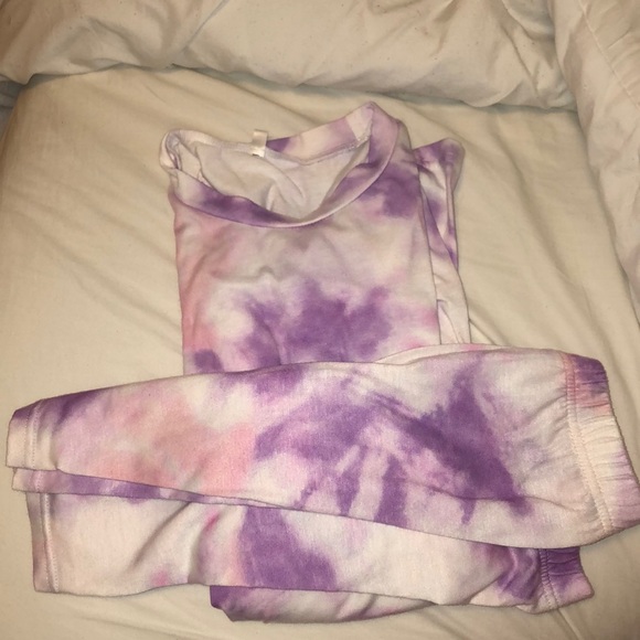 purple tie dye biker shorts big tee set - Picture 2 of 2